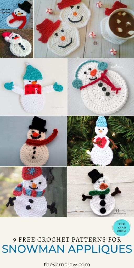 9 Free Crochet Patterns For Snowman Appliques - PIN3