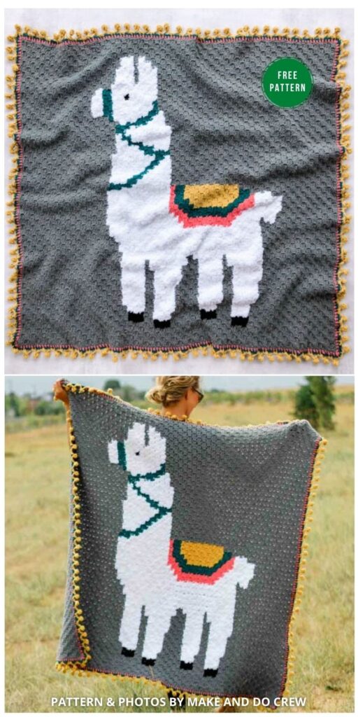 Alpaca Love C2C Blanket - 5 Free Llama Blanket Crochet Patterns