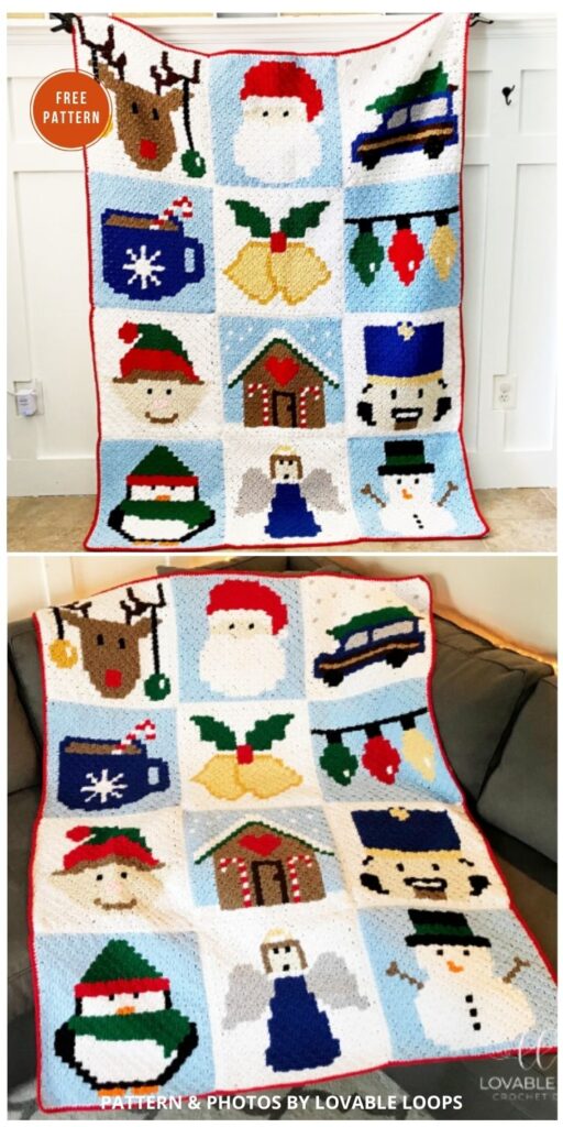 9 Free C2C Crochet Christmas Blankets &amp; Afghans - The Yarn Crew