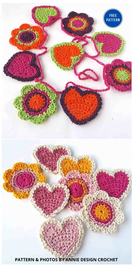 Crochet Garland for Valentine’s Day - 8 Free Crochet Heart Home Decor Patterns