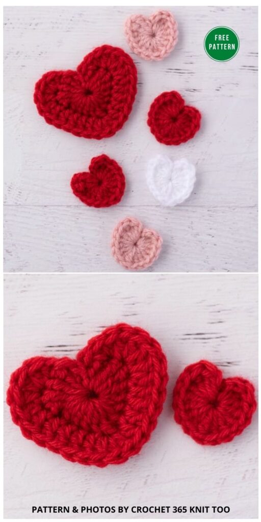 Crochet Heart Pattern - 15 Free Crochet Heart Appliques Patterns