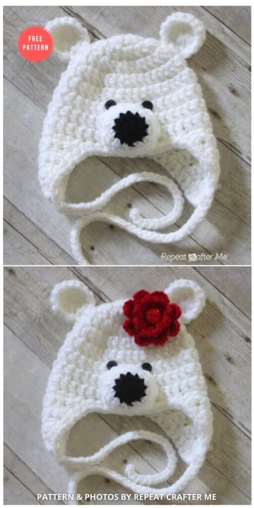 Crochet Polar Bear Hat Pattern - 7 Free Polar Bear Hats For Babies Crochet Patterns