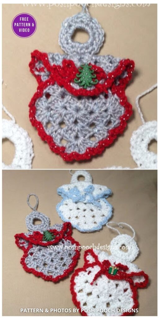 Granny Square Angel Ornament - 9 Free Crochet Patterns For Crocheted Angels Tree Ornaments