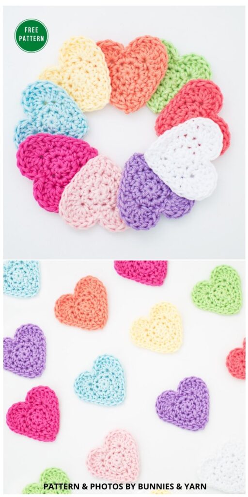 Heart Applique - 15 Free Crochet Heart Appliques Patterns