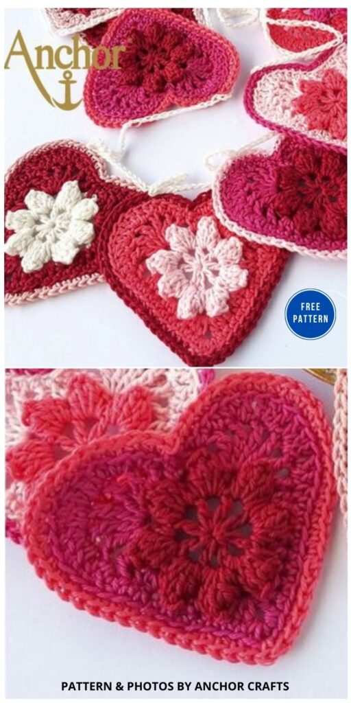 Heart Garland - 8 Free Crochet Heart Home Decor Patterns
