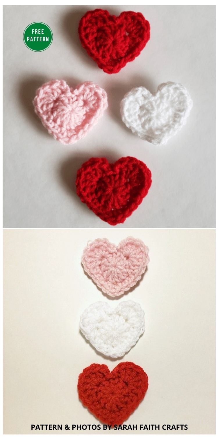 15 Free Crochet Heart Appliques Patterns The Yarn Crew