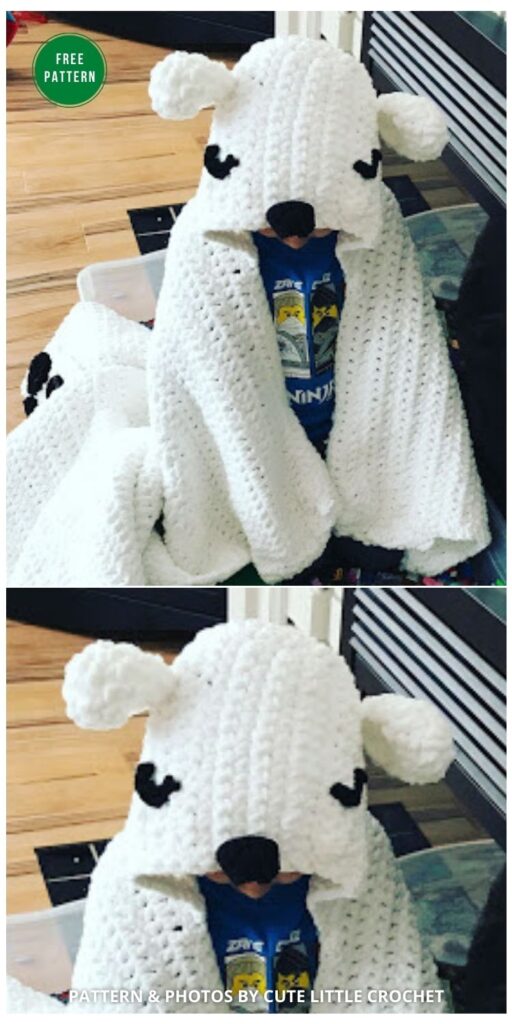Polar Bear Hooded Blanket -7 Free Crochet Polar Bear Blanket Patterns