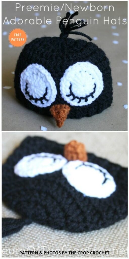 Preemie Newborn Adorable Penguin Hat - 10 Free Crochet Penguin Patterns for Kids & Babies