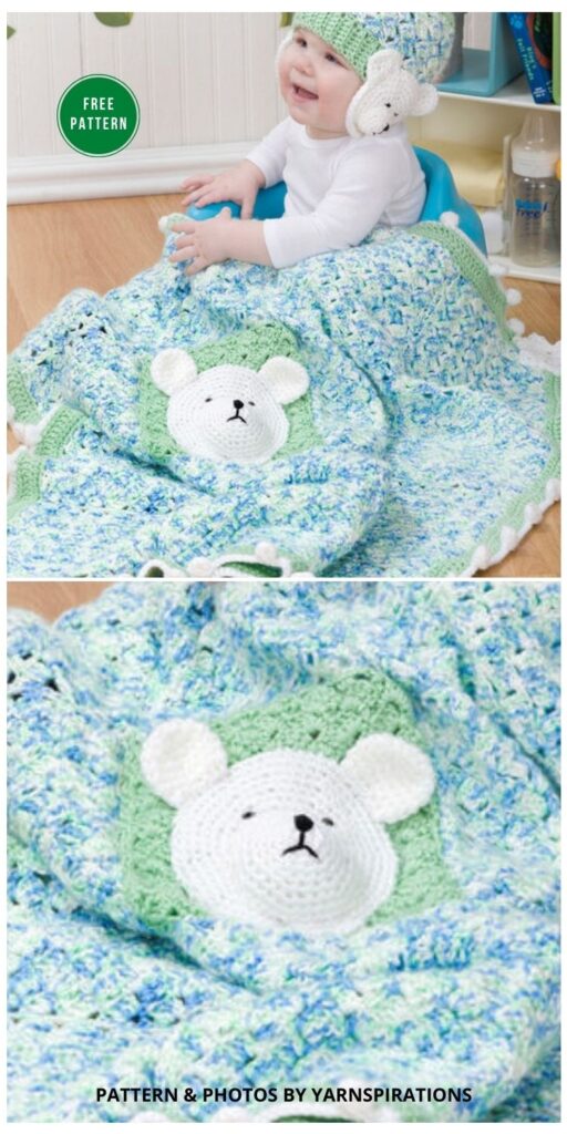 Red Heart Polar Bear Blanket And Hat - 7 Free Crochet Polar Bear Blanket Patterns