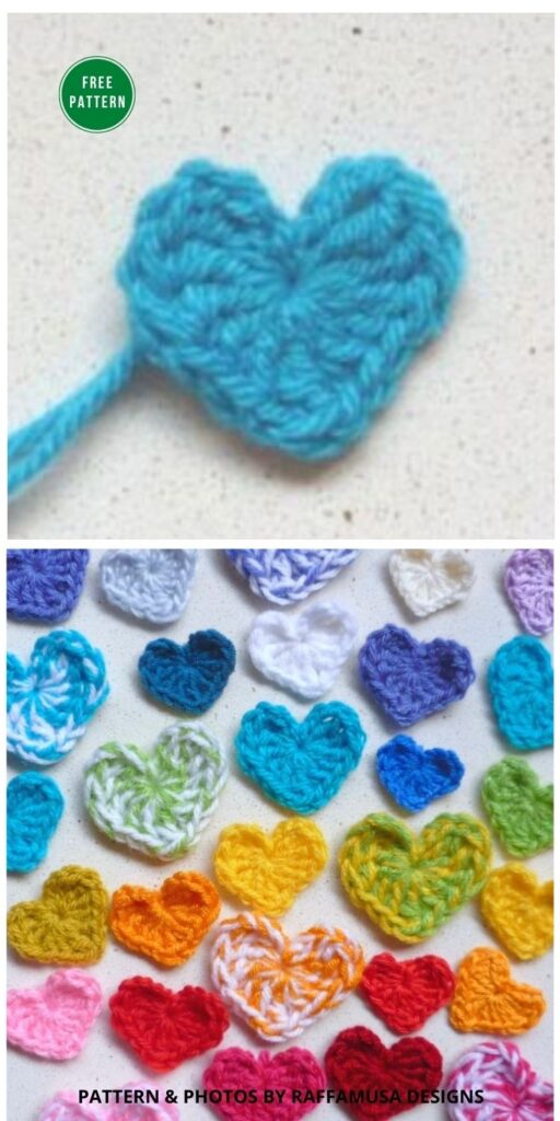 Small Heart Applique - 15 Free Crochet Heart Appliques Patterns
