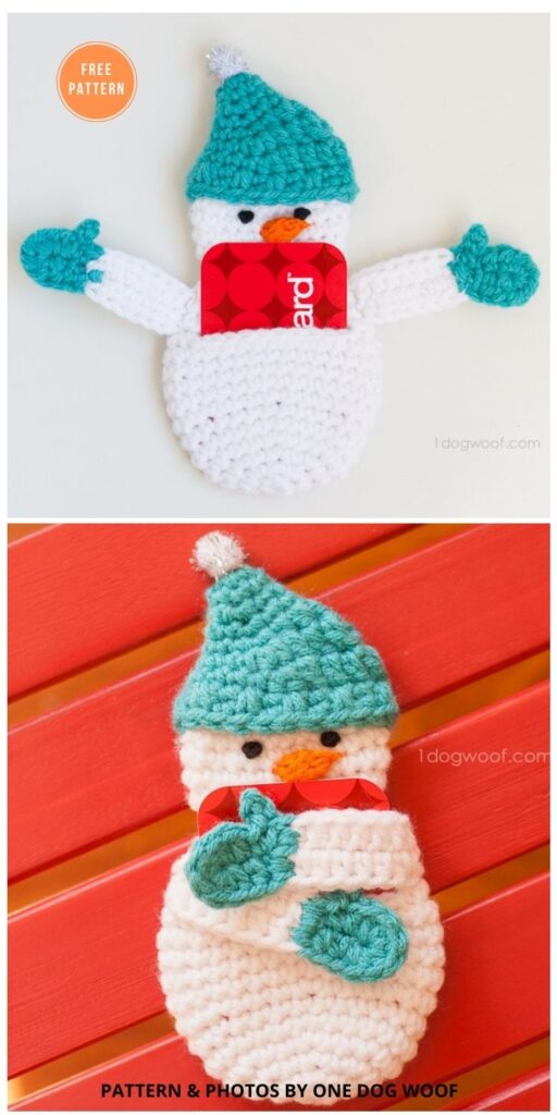 Snowman Gift Card Holder Crochet Pattern - 9 Super Cute Snowman Appliques Free Patterns