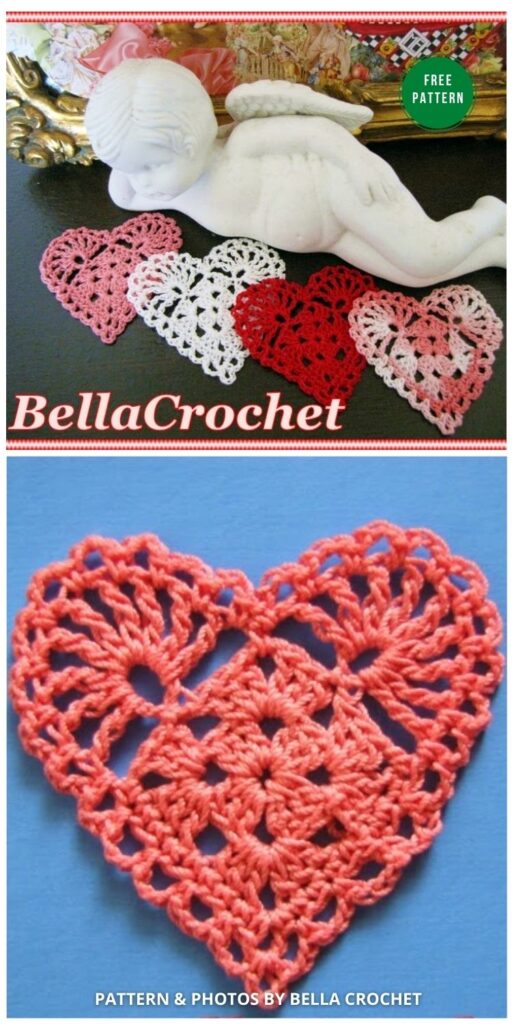 Sweetie Heart Applique or Ornament - 15 Free Crochet Heart Appliques Patterns