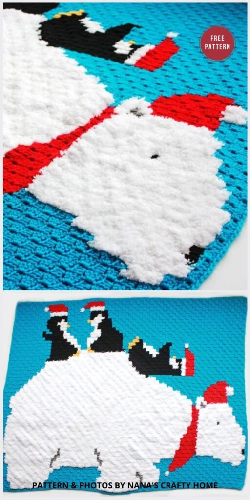 The Polar Bear & Penguin Pals C2C Graphgan - 8 Free Crochet Penguin Blankets (1)