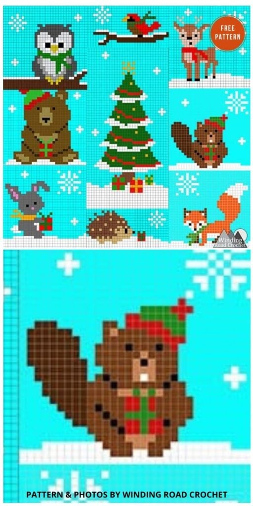 Woodland Winter Wonderland Optional Banners - 9 Free C2C Crochet Christmas Blankets & Afghans -INDIVIDUAL