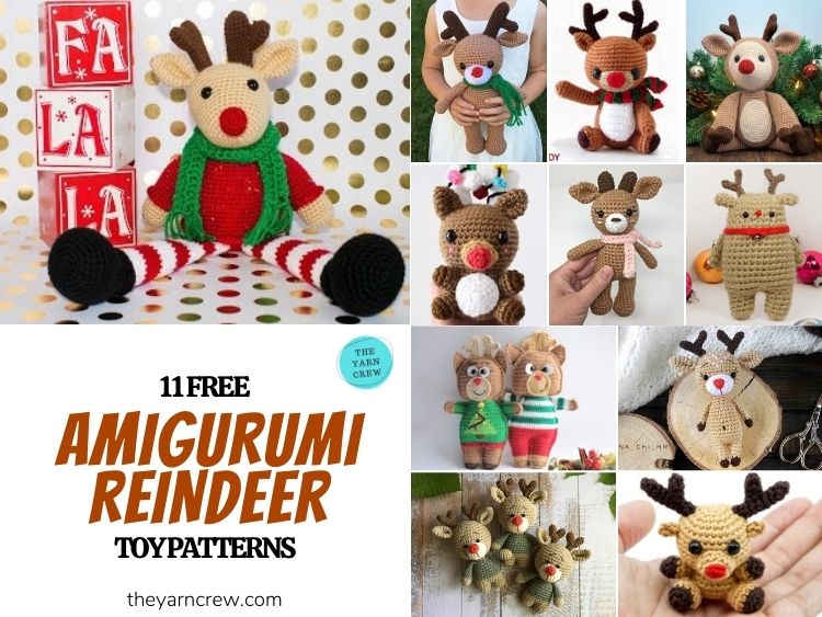 11 Free Amigurumi Reindeer Toy Patterns - FB POSTER