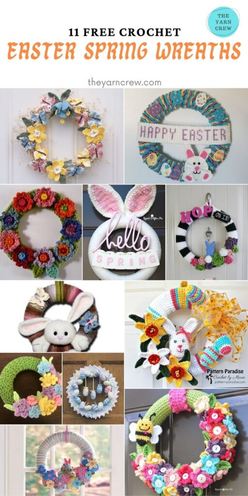 11 Free Crochet Easter Spring Wreaths - PIN2