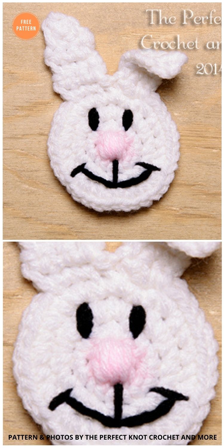 Bunny Head Applique from - 11 Free Easter Bunny Appliques Crochet Patterns