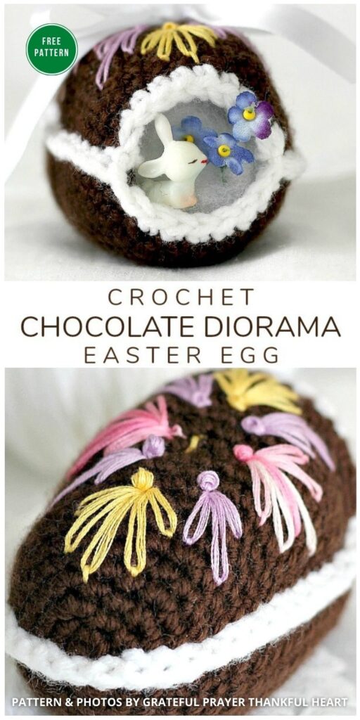 Crochet Chocolate Diorama Easter Egg - 12 Free Easter Egg Crochet Patterns