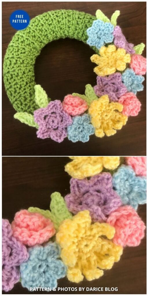 Crochet Flower Wreath - 11 Free Spring Easter Wreaths Crochet Patterns