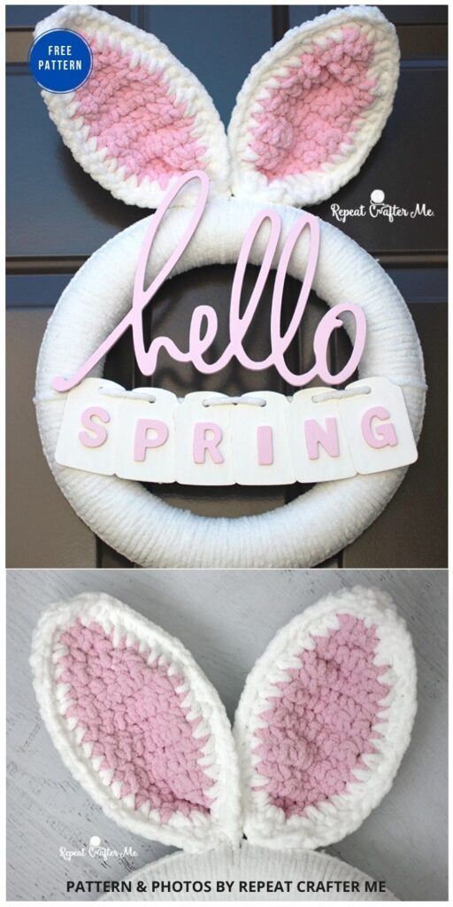 Crochet Spring Bunny Wreath - 11 Free Spring Easter Wreaths Crochet Patterns