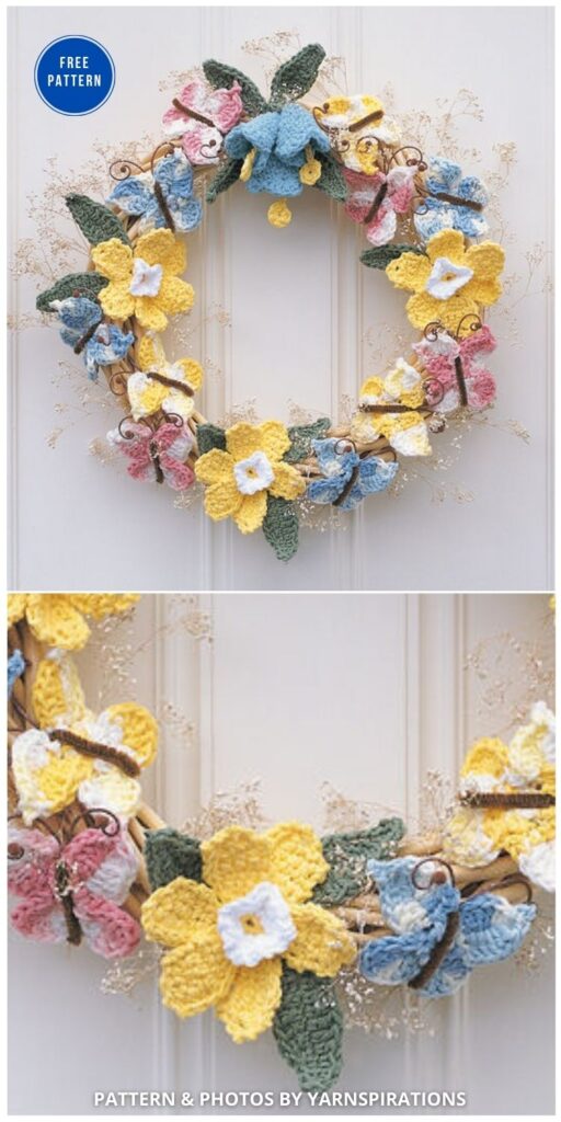 Lily Sugar' n Cream Celebrate Spring - 11 Free Spring Easter Wreaths Crochet Patterns