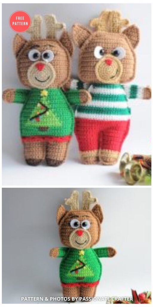Save The Day With Rudolph The Red &ndash; Nosed Reindeer Ragdoll Free Crochet Pattern - A Free Crochet Pattern - 11 Free Amigurumi Reindeer Toy Patterns