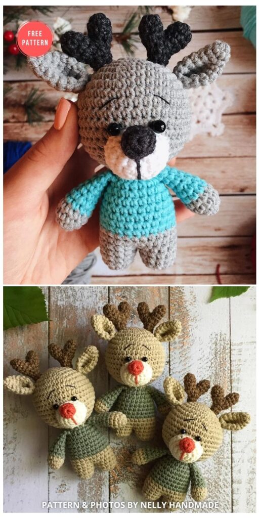 Small Amigurumi Reindeer - Rudolph - 11 Free Amigurumi Reindeer Toy Patterns