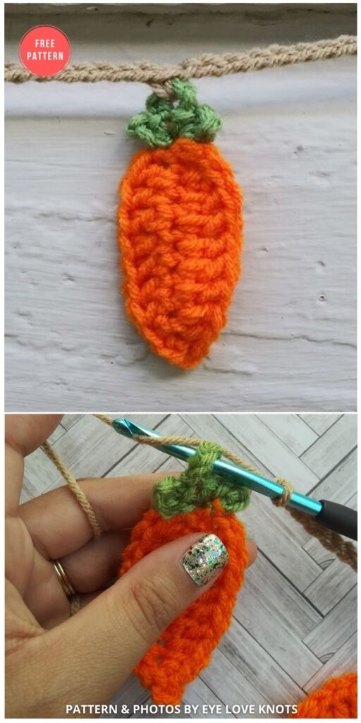 Super Easy Carrot Bunting - 13 Free Easter Garland Crochet Patterns