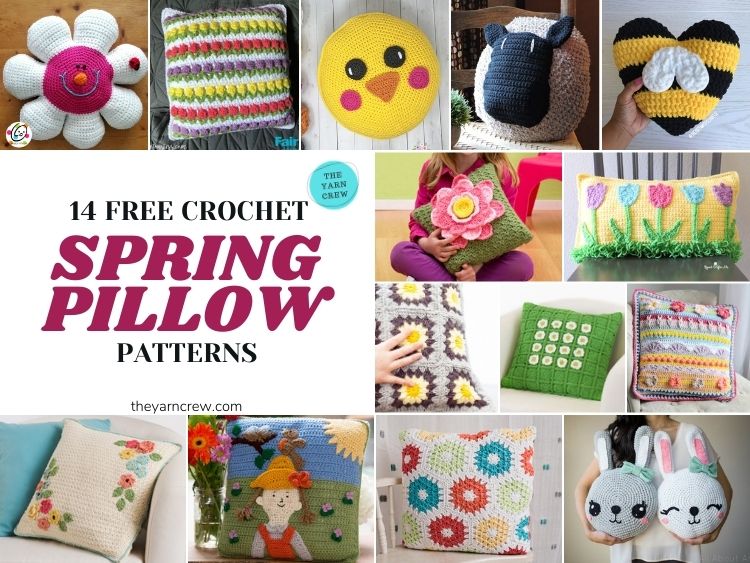 14 Free Crochet Spring Pillow Patterns - FB POSTER