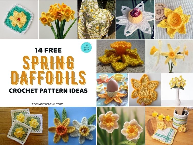 14 Free Spring Daffodils Crochet Pattern Ideas - FB POSTER