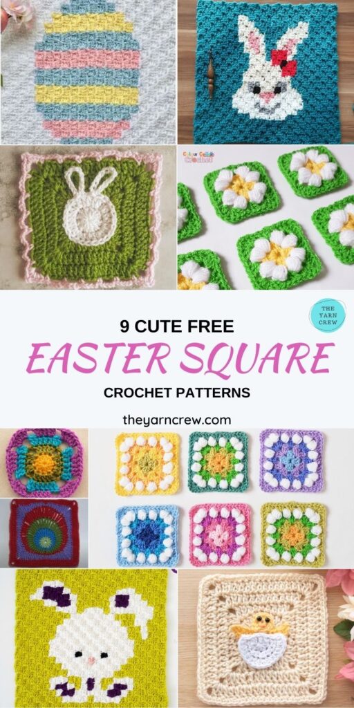 9 Cute Free Easter Square Crochet Patterns - PIN1