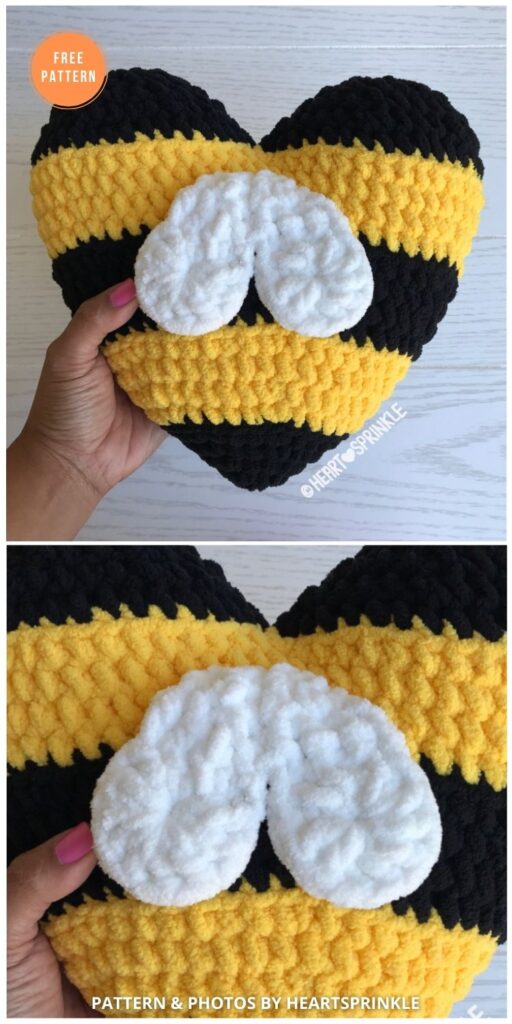 Bee Heart Pillow Mod - 14 Free Crochet Spring Pillow Patterns