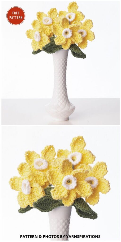 Bernat Daffodil Crochet Bouquet - 14 Free Spring Daffodils Crochet Pattern Ideas
