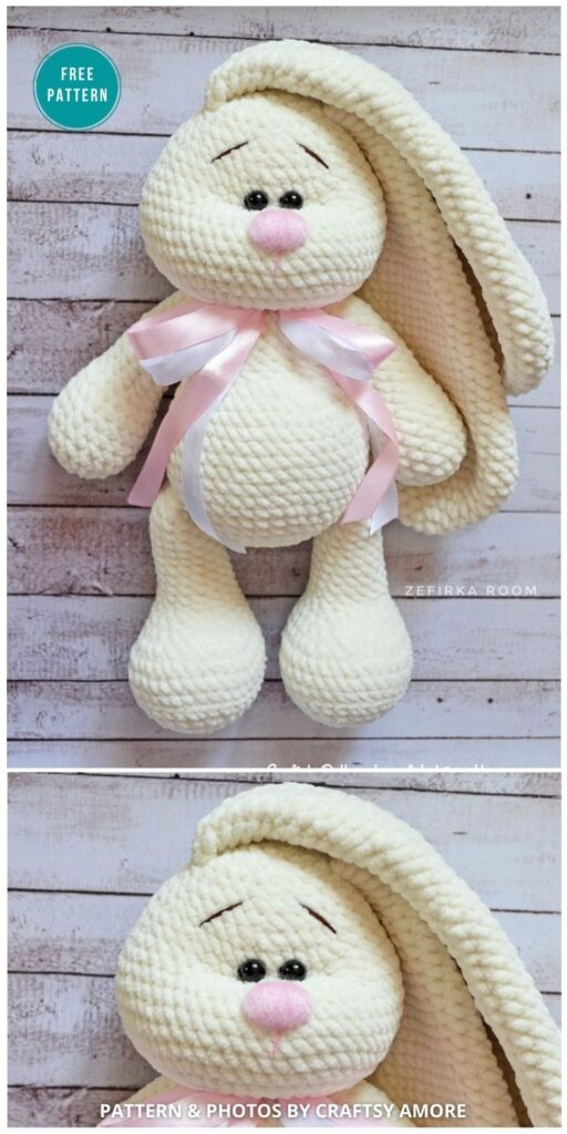 Crochet Big Flappy Ear Bunny Amigurumi - 16 Free Amigurumi Bunny Toy Crochet Patterns