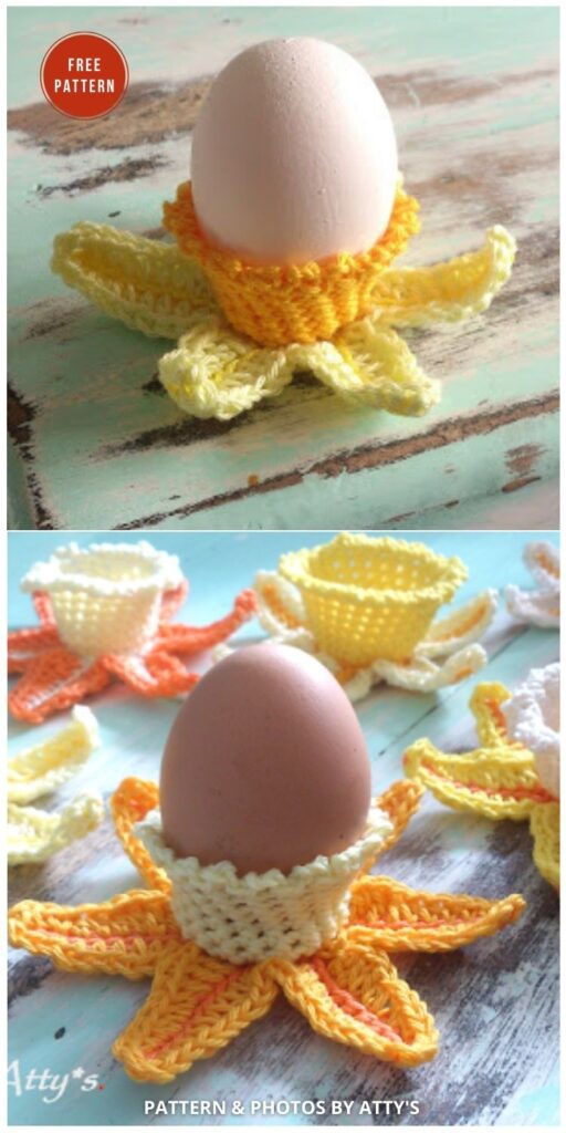 Crochet Daffodil Egg Cups - 14 Free Spring Daffodils Crochet Pattern Ideas