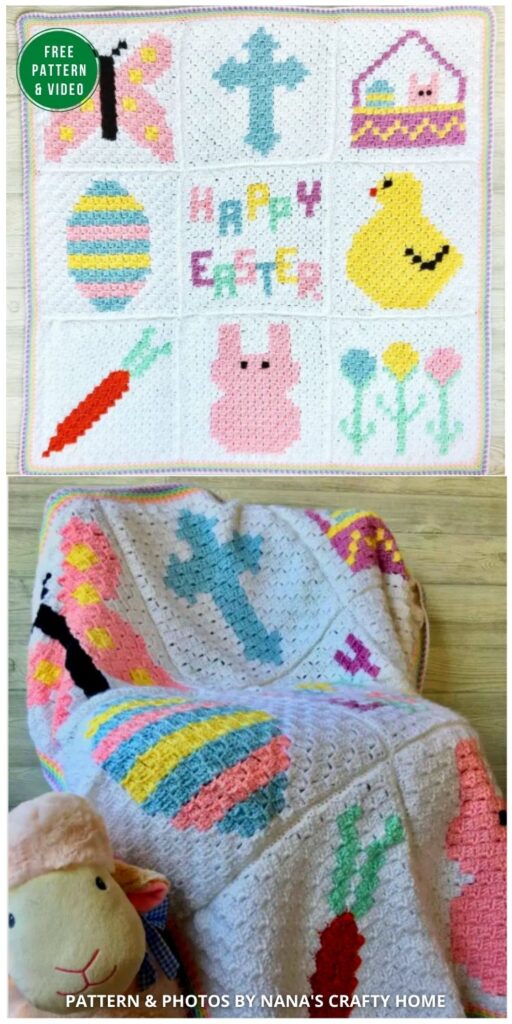 Easter C2C Blanket free crochet pattern CAL Part 10 Joining & Border - 12 Gorgeous Free Easter Blanket Crochet Patterns