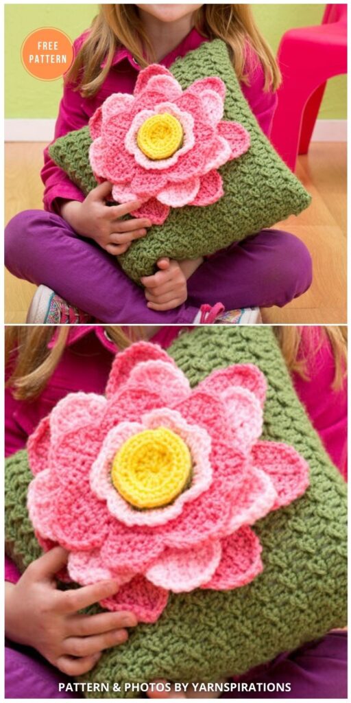 Red Heart Spring Fling Pillow - 14 Free Crochet Spring Pillow Patterns