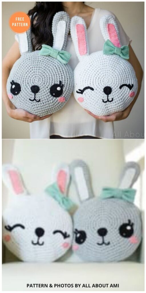 Snuggle Bunny Pillows - 14 Free Crochet Spring Pillow Patterns