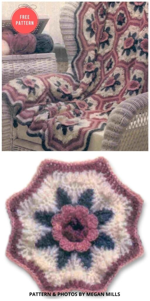 A Blanket of Roses Afghan - 10 Free Beautiful Rose Blankets & Afghans Crochet Patterns