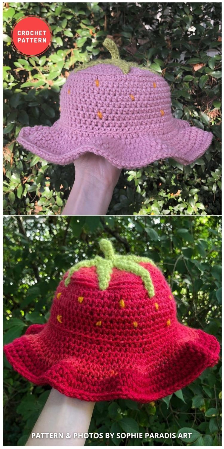 Crochet Strawberry Bucket - 15 Easy Crochet Bucket Hat Patterns For Summer
