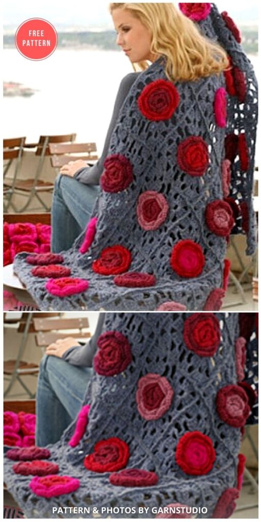 Field of Roses - 10 Free Beautiful Rose Blankets & Afghans Crochet Patterns