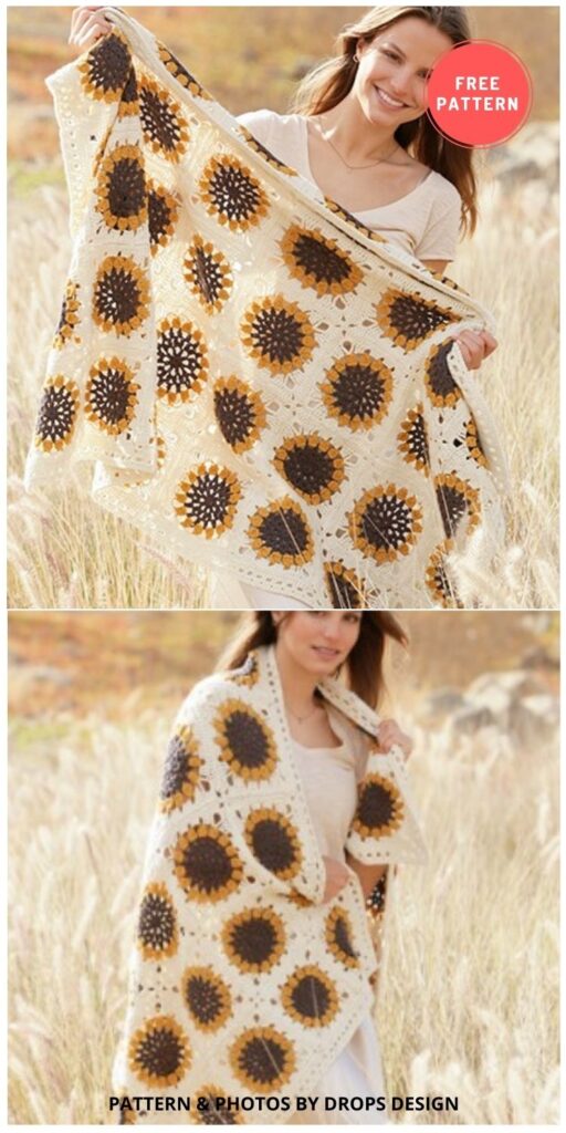 Golden Garden - 8 Free Summer Sunflower Blanket & Afghan Crochet Patterns