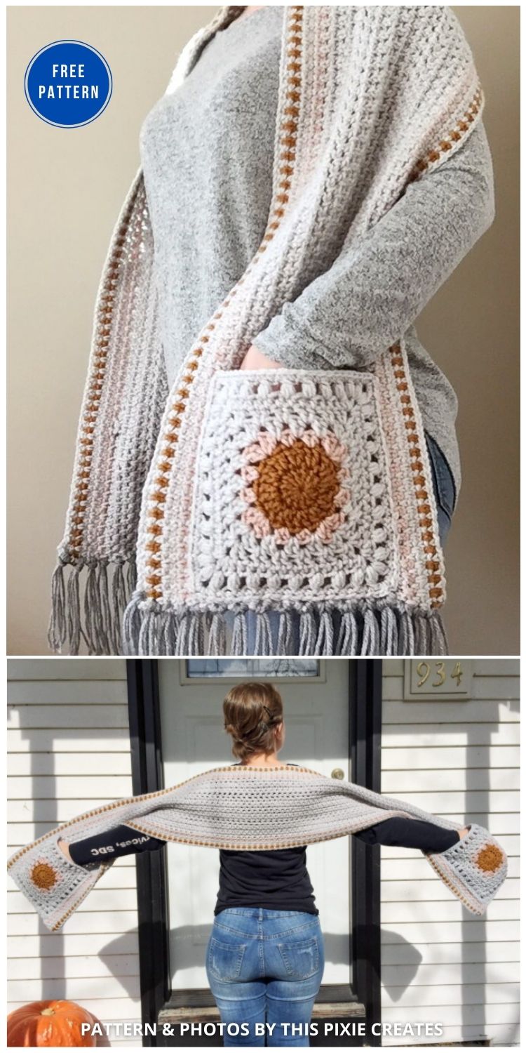 Hip Granny Pocket Shawl - 19 Quick & Easy Pocket Shawl Crochet Patterns