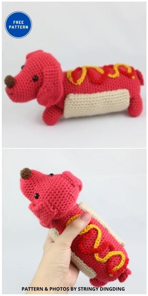 Hot Dog Amigurumi - 17 Free Amigurumi Dog Crochet Patterns