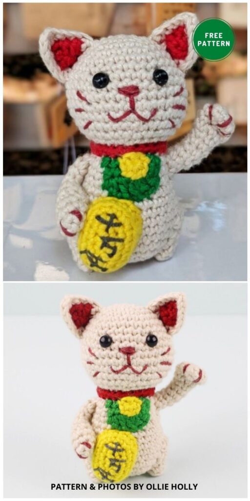 Maneki Neko Lucky Cat Amigurumi - 14 Free Amigurumi Cat Crochet Patterns
