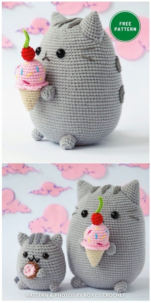 Pusheen with Ice Cream - 14 Free Amigurumi Cat Crochet Patterns