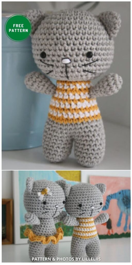 Small Cat With Joined Legs - 14 Free Amigurumi Cat Crochet Patterns