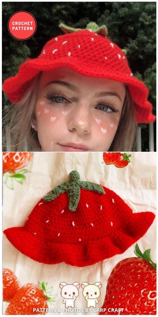 Strawberry Bucket Hat - 15 Easy Crochet Bucket Hat Patterns For Summer
