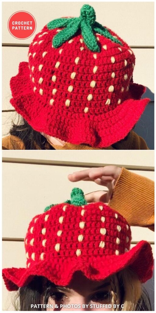 Strawberry Shortcake Bucket Hat- 15 Easy Crochet Bucket Hat Patterns For Summer