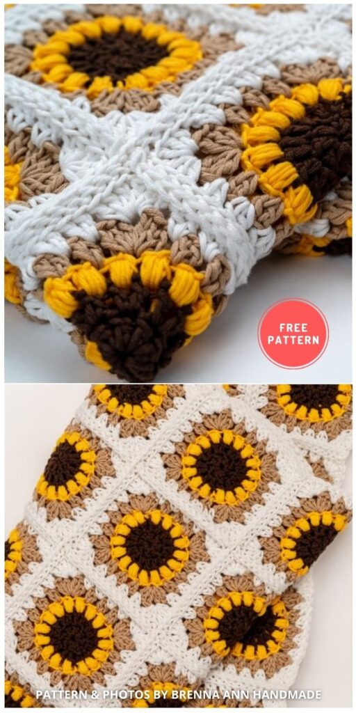 The Sunflower Blanket Crochet - 8 Free Summer Sunflower Blanket & Afghan Crochet Patterns INDIVIDUAL
